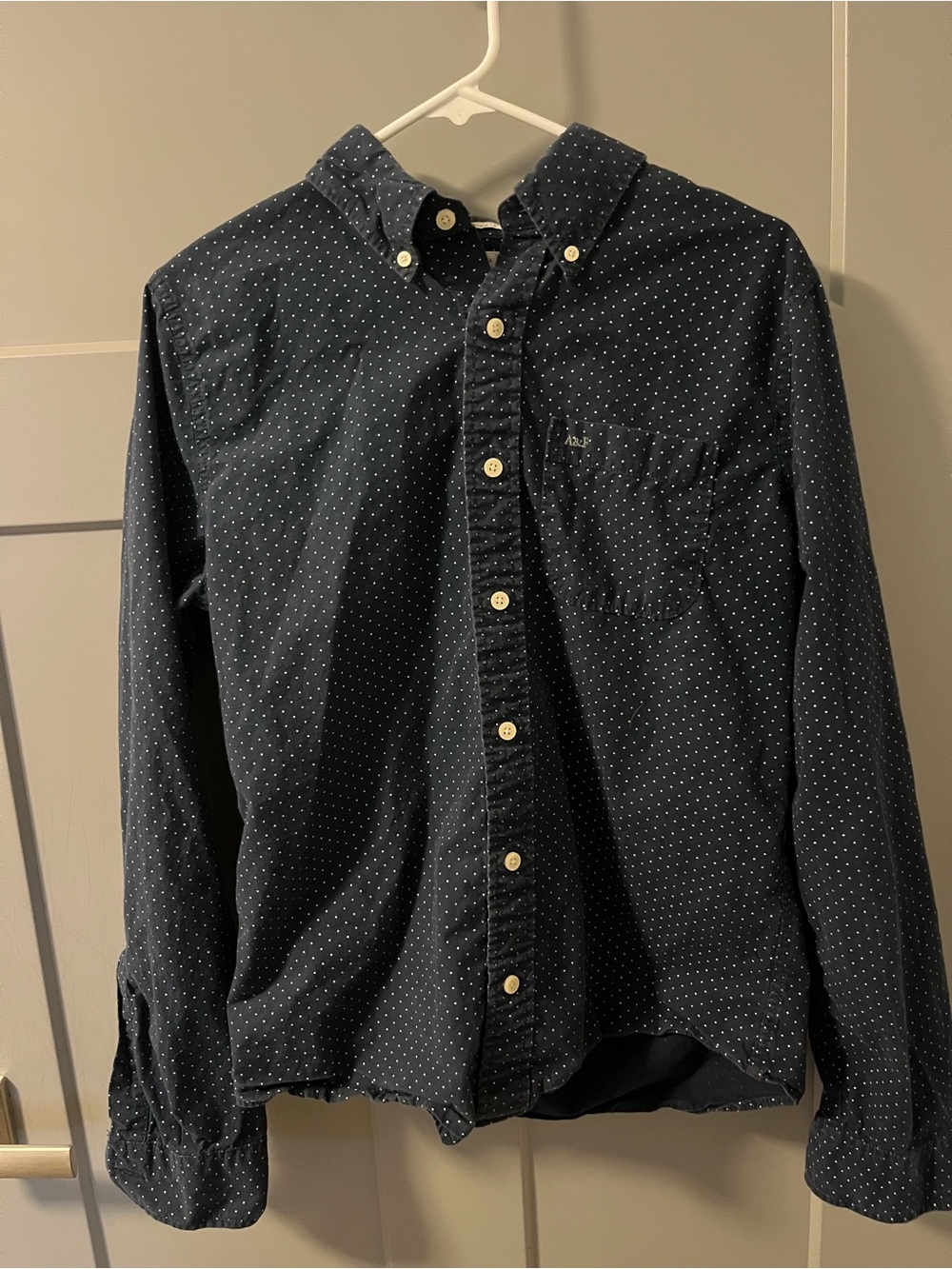 Abercrombie & Fitch Navy Polka Dot Button-Down Shirt
